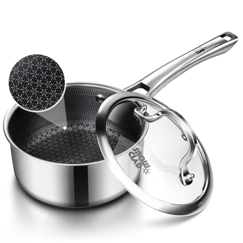 1.5 Quart Nonstick Sauce Pan with Lid - Durable Stainless Steel, Oven Safe