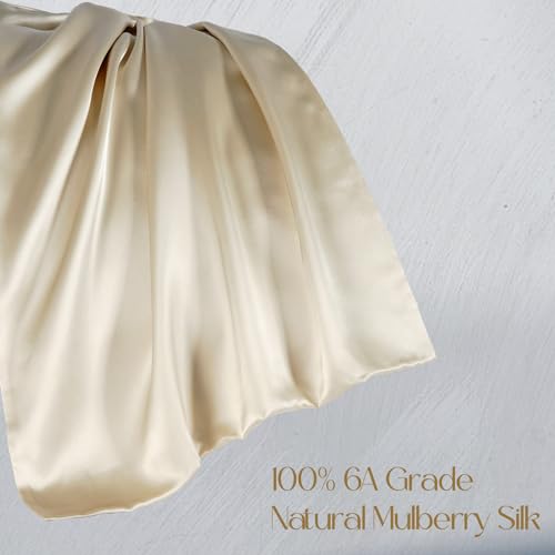 ZIMASILK Queen 20x30 Beige Mulberry Silk Pillowcase for Hair & Skin - Double Sided, 19 Momme Grade 6A