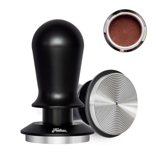 FEILAIR 53mm Spring Loaded Espresso Tamper for 54mm Portafilters - Self-Leveling Coffee Tamper with Ripple Base