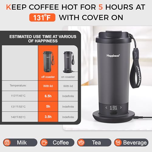 Self-Heating Travel Coffee Mug - 20oz Black Temperature Control Smart Cup