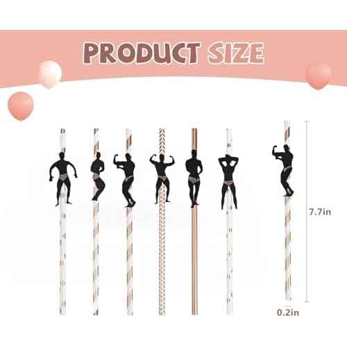 Bachelorette Party Decorations Supplies: 12 PCS Disposable Rose Gold Paper Plates with 12 PCS Bachelorette Naughty Straws, Paper Plates for Hens Girls, Sign Decorations Bridal Shower Supplies