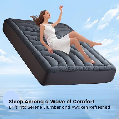 QUIETSEA Waterproof Queen Mattress Protector Gray Quilted Fitted Bed Cover