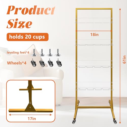 4-Tier Champagne Wall Holder and Display Stand for Wine Glasses