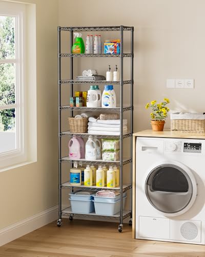 Golpart 8-Tier Adjustable Metal Wire Shelving Storage Rack Black 12"D x 22"W x 72"H