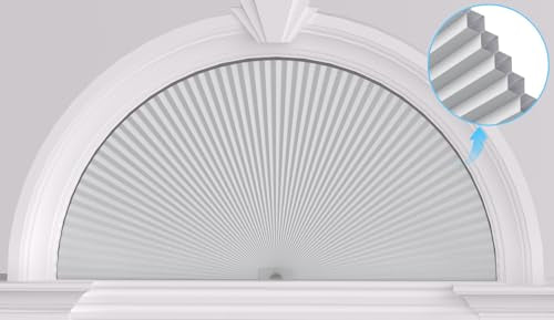 Myshade Half Moon Blackout Cellular Window Shades - White, 72x36 Inches, No Tools Installation