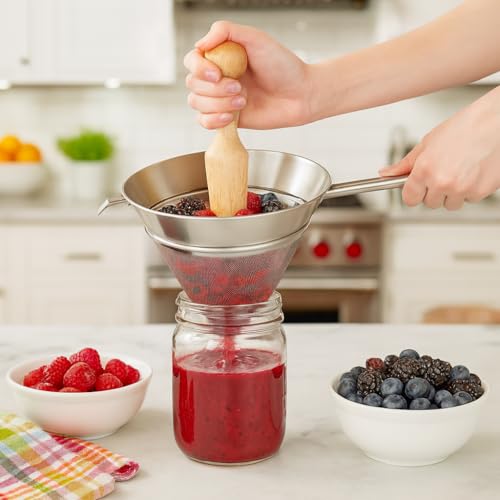 Stainless Steel Chinois Fine-Mesh Cone Sieve - 7-Inch for Sauces & Purees - Variation: Stainless Steel Chinois