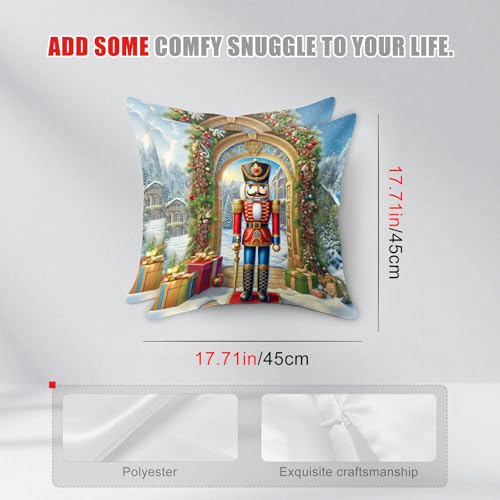 HOMETITUTE Set of 2 Christmas Nutcracker Throw Pillow Covers 18x18