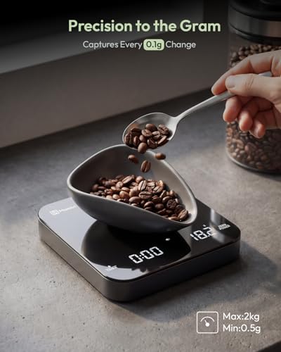 Maestri House Espresso Coffee Scale with Timer - Black & Silver, 0.1g Precision