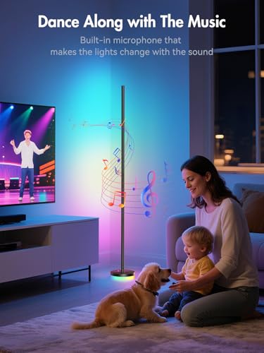 Corner Floor Lamp 1 Pack - RGBICW LED Smart Standing Light with Remote & App Control