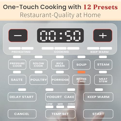 Silver 8QT Electric Pressure Cooker Max 12-in-1 Programmable Multi-Use Cooker