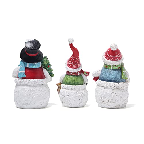 Hodao White 3PCS Christmas Snowman Family Decoration Figurines