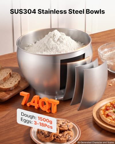 VEVOR 7.4 Qt Tilt Head Stand Mixer 500W Electric Dough & Food Mixer