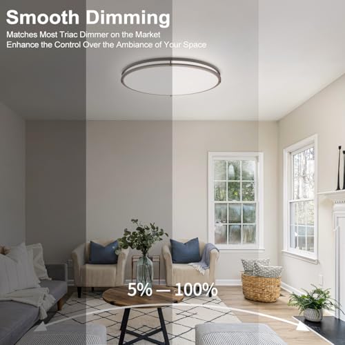 DAKASON 24-Inch Oval LED Flush Mount Ceiling Light Fixture - Oil Rubbed Brown