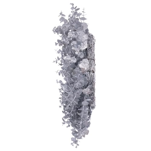 Vickerman 24-Inch Silver Artificial Eucalyptus Glitter Wreath - Indoor Decor
