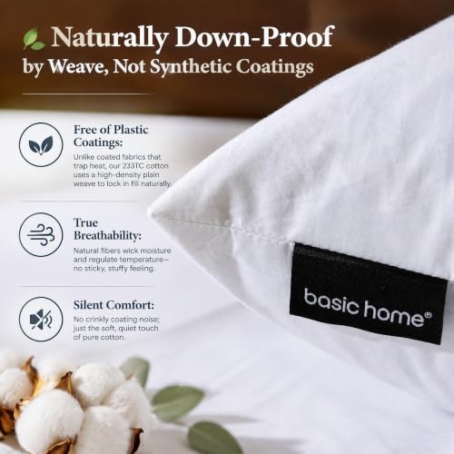 basic home® 26x26 Goose Feather Down Euro Pillow Insert - Odorless Plush Cushion