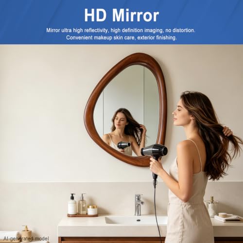 MAGFLERUM Black Walnut 30x20 Inch Irregular Wall Mirror - Asymmetrical Wooden Frame