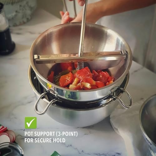 GEFU Stainless Steel Food Mill with Interchangeable Disks - Durable Kitchen Grinder