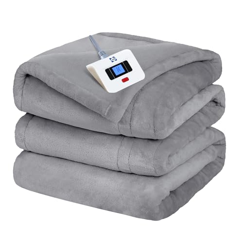 Sealy Full Size Electric Heated Blanket 80x84 Light Grey with Auto Shutoff