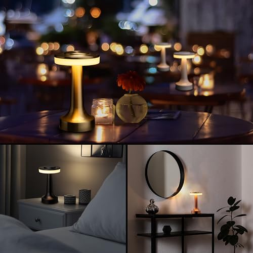 O'Bright Dome Cordless Rechargeable LED Mushroom Table Lamp - Gold, 8 Inch