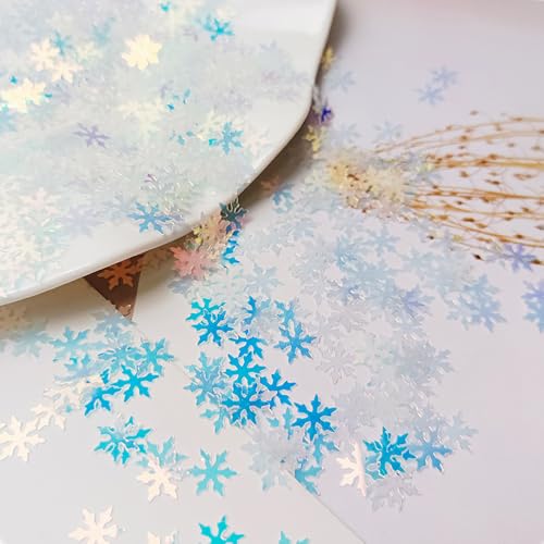 LannuMet 2000 Pack Iridescent Snowflake Confetti 9mm for Winter Decorations & Crafts