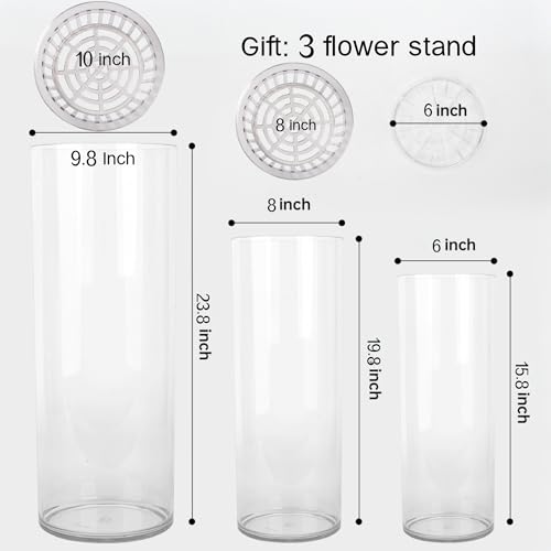 Extra Large Clear Plastic Floor Vase Set with Stands - 3 Sizes & 3 Variations