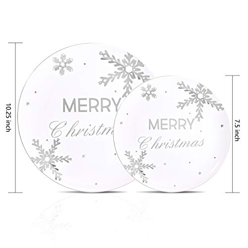 Silver Merry Christmas Snowflake Disposable Plates Pack of 2 | Elegant Holiday Tableware