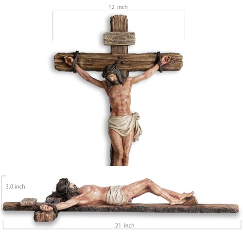 DevotedWalls Extra-Large Catholic Crucifix Wall Decor 20.8"L x 12"W Full Color