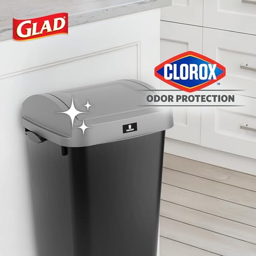 Glad Linkable Trash Cans 12 Gal with Odor Protection - 3 Pack, Black