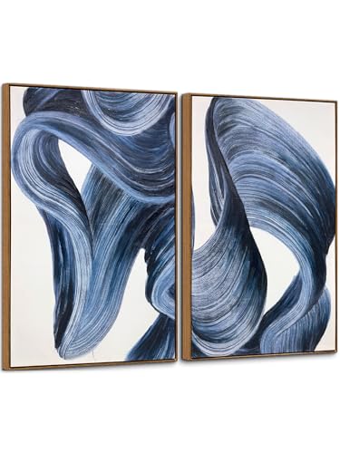 Cobalt Blue Modern Abstract Wall Art 24x36 Inches 2 Panels - Zessonic