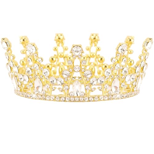 Gold Crown Cake Topper Mini Crown for Bouquets Rhinestones Tiara for Girls Birthday Tiara Cake Decoration for Wedding Birthday Party