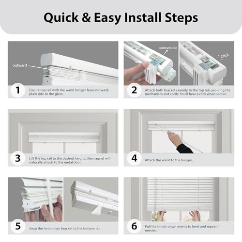 Magnetic Mini Blinds for Metal Doors - 1 Inch Cordless Room Darkening, 25x42 Inches, White (Variation of THIS listing)