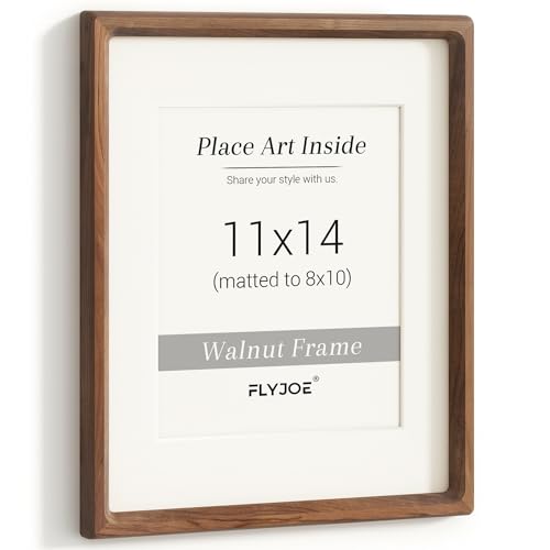 American Black Walnut Picture Frame Set - 11x14 Wall Mounts with Tempered Glass - Set of 2