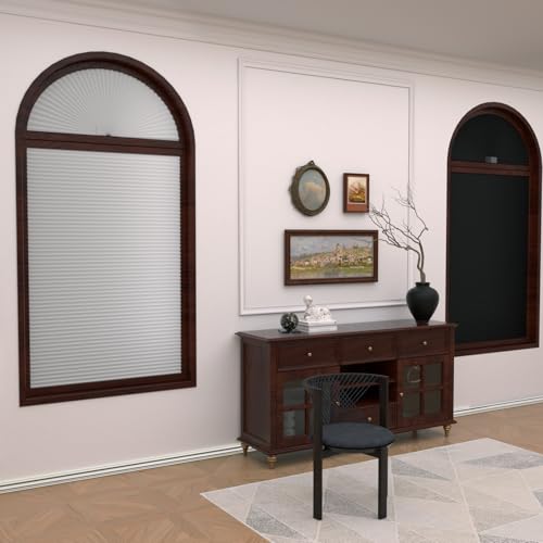 Myshade Half Moon Blackout Cellular Window Shades - White, 72x36 Inches, No Tools Installation