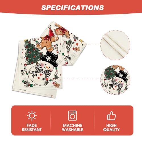 Artoid Mode Snowman Gingerbread Table Runner 13x108 Inch Home Holiday Decor Beige