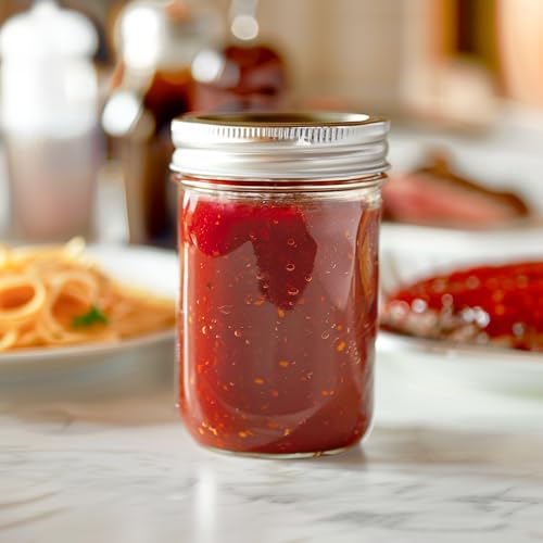 ComSaf Small Mason Jars 8oz - 8 Pack, Regular Mouth Mason Jar with Lids and Seal Bands, Glass Half Pint Canning Jar for Spice, Jam, Honey, Pickle, Dessert, Shower Wedding Favors, DIY Candles Decor