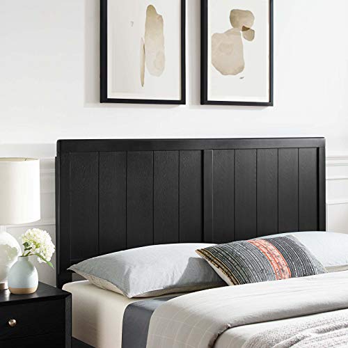 Twin Wood Headboard for Bed Frame - Mid-Century Modern, Black