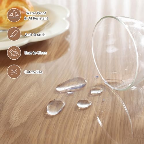 LovePads 48-Inch Round Clear Waterproof Plastic Table Cover Protector 2mm