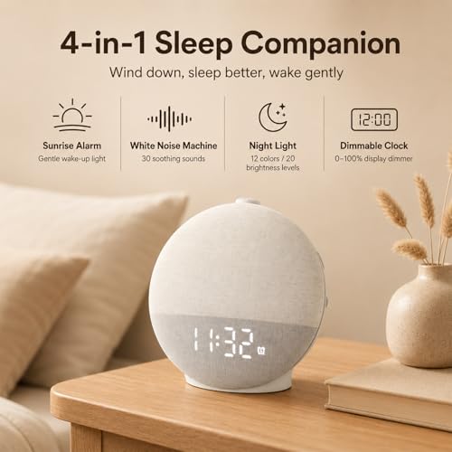 Sunrise Alarm Clock with Sleep Sounds & Night Light – Wake Up Calm & Rest Well