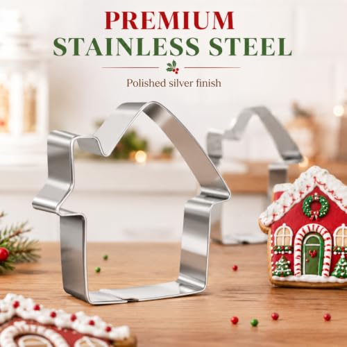 Stainless Steel Gingerbread House Cookie Cutter Set (3 pc) - Crethinkaty