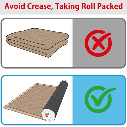 20ft Khaki Jute Hallway Runner Rug Non-Skid Washable Rubber Backed Indoor Entryway Carpet