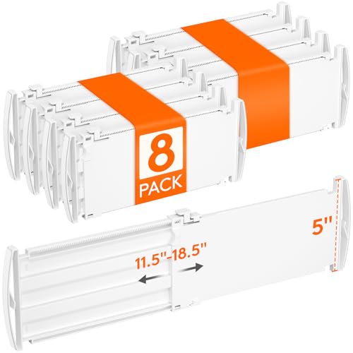 Lifewit 5-Inch Adjustable Drawer Dividers - 8 Pack, Deep Closet & Clothes Organizer (5"H, 11.5-18.5"L)