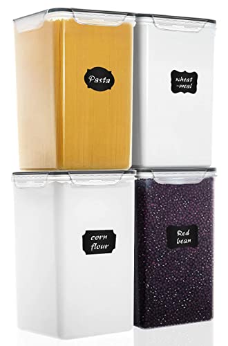 M MCIRCO Extra Large 6.5L Food Storage Containers Set of 4 with Labels & Measuring Cups