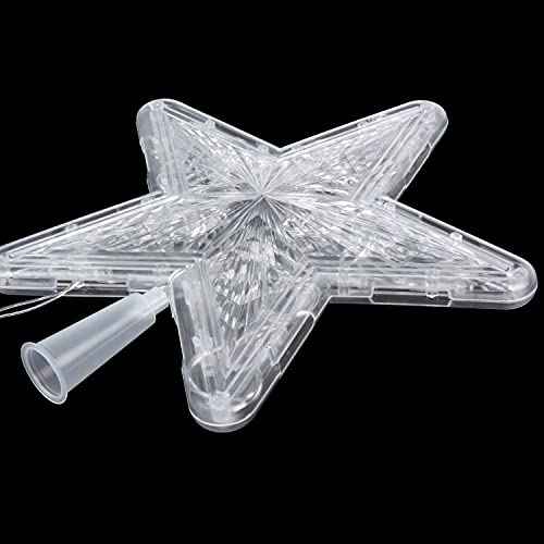 DERAYEE Christmas Star Tree Topper Lighted, Xmas Tree Topper with Lights Light Up Star Topper for Christmas Tree Decorations Battery Operated 9 Inch