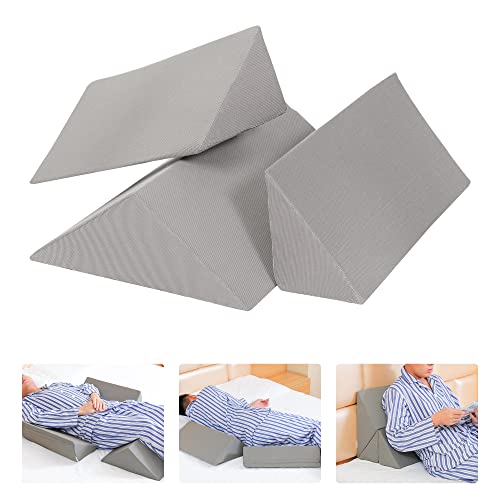 Fanwer Grey 3-in-1 Bed Wedge Pillow Set for Side Sleeping & Body Support, 19.69"