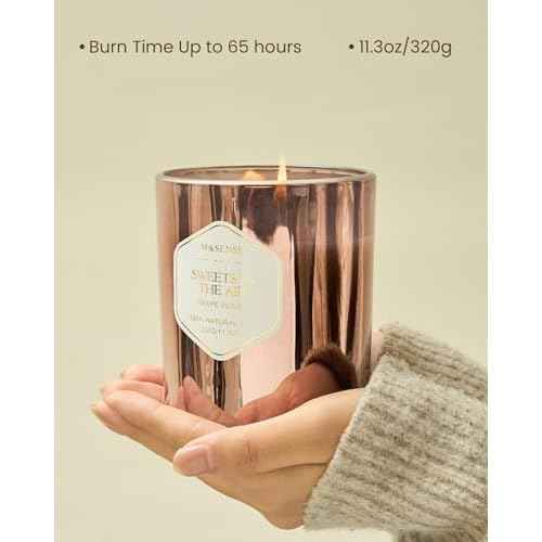 M&SENSE Sweets in The Air Scented Candle - Grape & Violet Scent, 11.3oz Natural Soy Wax Valentine Candles for Holiday, Cotton Wick Candle Up to 70 Hours Burn time, Clean Burn Candle for Housewarming
