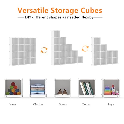 AWTATOS White Cube Storage Organizer - 16 Cubes Modular Closet Shelves