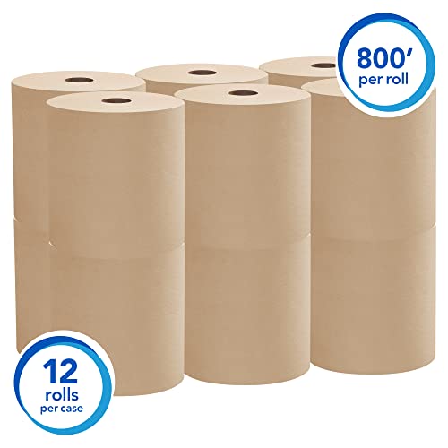 Scott Professional Hard Roll Paper Towels - 800 Feet x 12 Rolls - Recycled Fiber, Absorbent, Bulk Commercial Towels