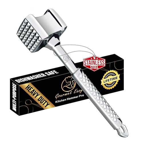 Gourmet Easy Classic Meat Tenderizer Tool - Original Edition, Heavy-Duty Stainless Steel, Non-Slip Handle