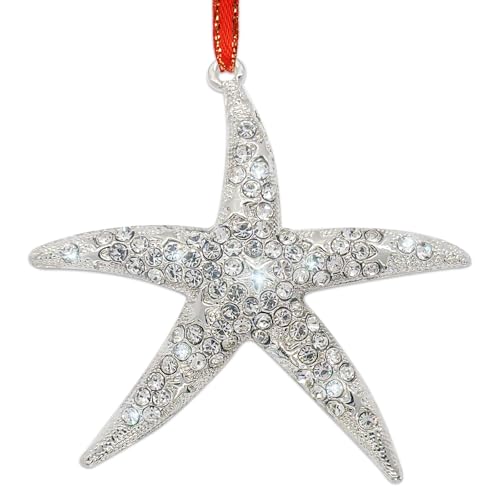 JUESMOS Silver Starfish Christmas Ornament - Marine Themed Holiday Decor