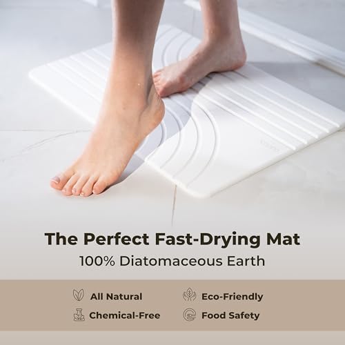 TOSORO Flow Sandstone Diatomaceous Earth Shower Bath Mat Set of 2 - Non-Slip, Quick Drying, Natural Stone Design